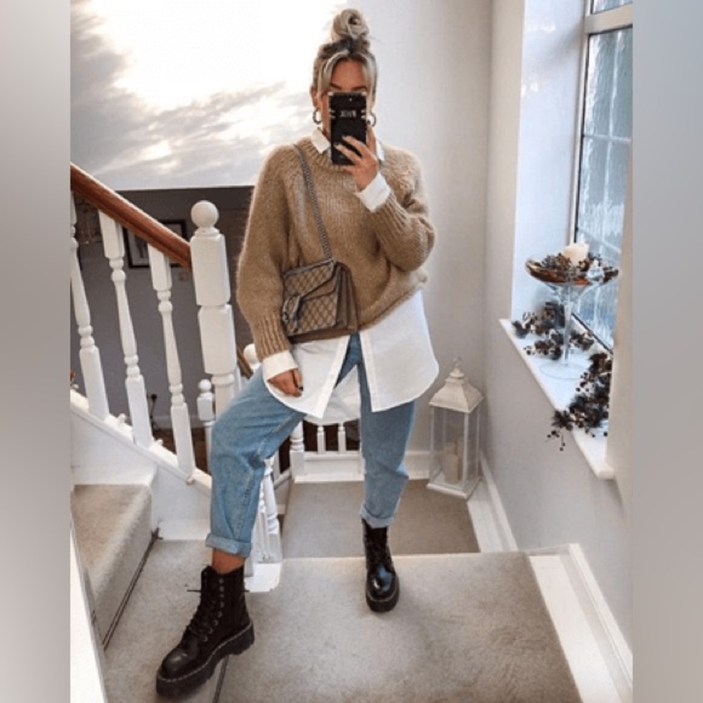 Tommy Hilfiger Cognac Leather Moto Boots